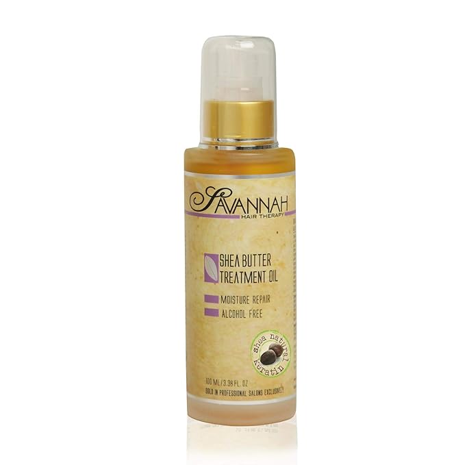 Savannah Hair Therapy Hair Oil with Shea Butter & Keratin- Restore, Revive, Nourish for Dry, Damaged & Color Treated Hair, 3.38 Fl Oz/100 ml