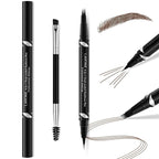 LAVONE Eyebrow Pen,2-IN-1 Dual-ended Waterproof Eyebrow Pencil,with 4 Tip Microblading Eyebrow Pen and Ultra-Precise Brow Pencil,Dual-ended Eyebrow Brush, for Natural Looking-Dark Brown