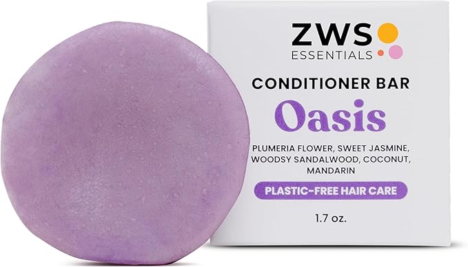 Oasis Conditioner Bar, Vegan Solid Hair Conditioner for Gray & Frizzy Hair, with Plumeria, Jasmine, Sandalwood, Coconut, Mandarin, Zero Waste, Travel-Friendly