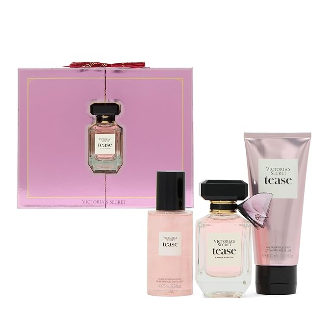 Victoria's Secret Tease 3 Piece Luxe Fragrance Gift Set: 1.7 oz. Eau de Parfum, Travel Lotion & Shimmer Mist
