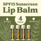 Earth's Daughter SPF Lip Balm 4-Pack Citrus Flavor Stocking Stuffers - Lip Sunscreen, SPF 15, Organic Ingredients, Beeswax, Coconut Oil, Vitamin E - Hypoallergenic, Paraben Free, Gluten Free