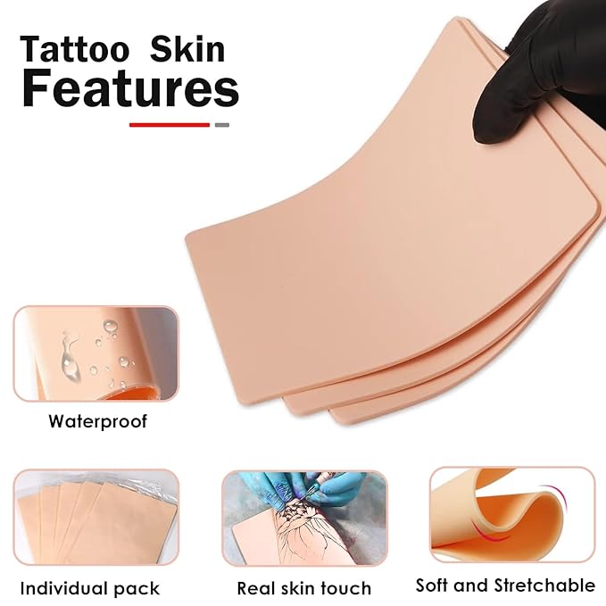 20Pcs Tattoo Skin 3MM - Urknall Fake Skin 3mm Blank Practice Skins Double Sides for Beginners and Artists Tattoo Supplies