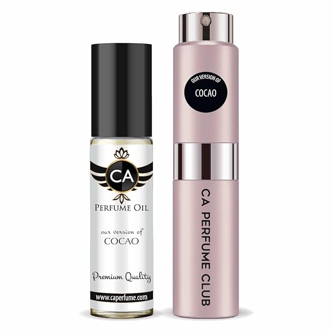 CA Perfume Duo Impression of Cocao For Women Perfume Layering Set Long Lasting Travel Size EDP + Body Oil Roll-On Bottle 0.27 Fl Oz+0.33 Fl Oz