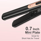 JAETON Small Flat Iron 0.7 Inch Mini Hair Straightener and Curler 2 in 1, 30S Heat-up, Dual Voltage Travel Curling Iron, for Short Hair, Bangs, Pixie Cut, Beard