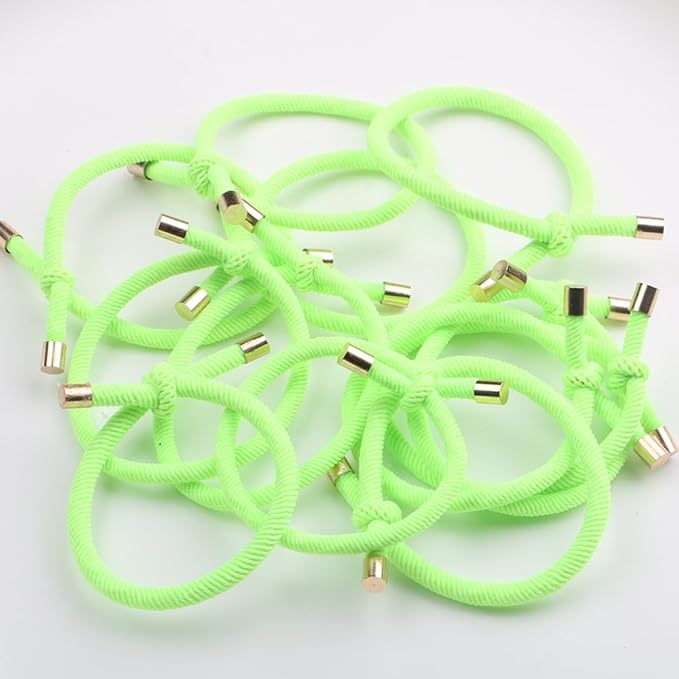 14PCS Hair Tie Elastics Knotted Hair Ties Ponytail Holders for Women Girls Elastic Hair Rubber Bands for Thin Thick Wavy Curly Straight Long Hair (Neon Yellow)