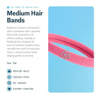 Gimme Beauty Medium Hair Bands Seamless Nylon - Low Profile Hair Accessory - Snag Free Tie for Firm, Lasting Hold - Soft, Non-Slip Ponytail Holder for Women - Pink, Burgundy, & Blonde, 12 Pack