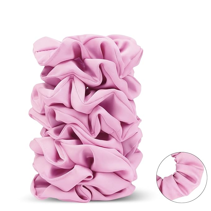 Satin Scrunchies for Women – 8PCS Pink Silk Hair Ties – No Crease, Frizz-Free, Gentle Elastic Hair Bands for Thick & Thin Hair, Soft & Stylish Hair Accessories Gifts