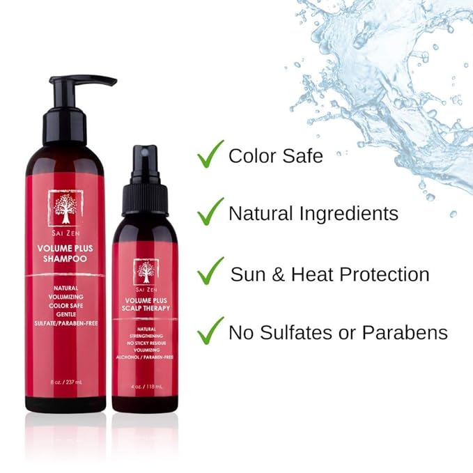 Volume Plus Set | Volumizing Shampoo 8 oz. & Scalp Therapy Spray 4 oz. | Anti-Thinning Formula | Made in USA | Sulfate, Alcohol & Paraben Free