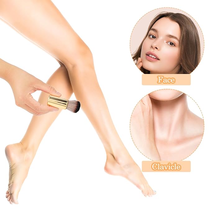 DIVINA VITAE Self Tan Brush Soft Body Makeup Brush Portable Self Tanning Brush Self Tanner Face Brush For Body & Leg Makeup（Gold）