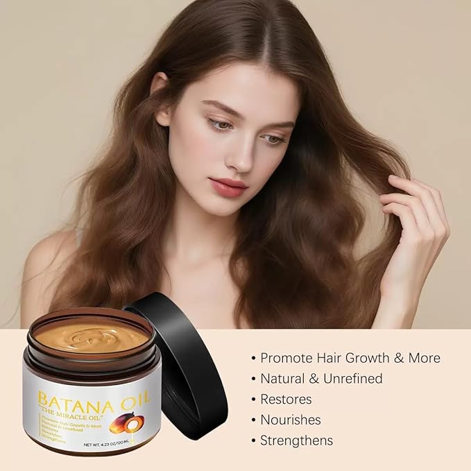 100% Natural Raw Batana Oil for Hair Growth,Organic Raw Prevents Hair Loss, Leaves Hair Smoother, with Keratin, Coffee Extract & Other Ingredients to Enhance Efficacy for Thicker ﻿ (Pack of 1)