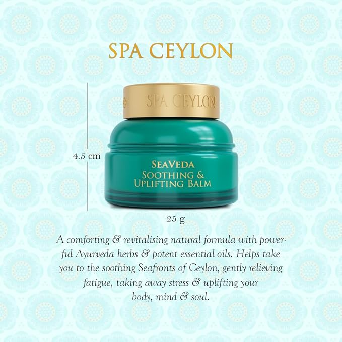 SPA CEYLON SeaVeda Soothing & Uplifting Balm – Citrus, Spearmint & Patchouli Essential Oil Balm, 100% Natural, Vegetarian, Silicone & Paraben Free, 25g