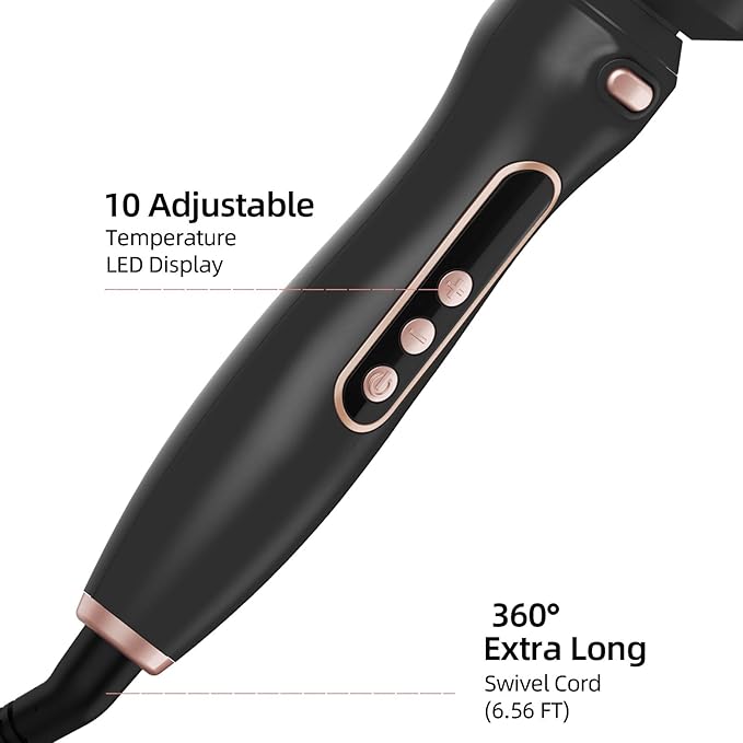 Thermal Brush, 1.7 Inch Heated Round Brush for Women, Dual Voltage Negative Ion Hot Brushes Styler for Blowout Look, Curling & Volumizing & Straightener for Dry Hair