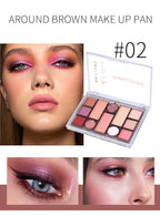 12 Colors Pink Eyeshadow Palette, Mini All in One Blush, Eyebrow & Eye Makeup Kit, Highly Pigmented Matte & Shimmer Shades, Big Artist Comprehensive Facial Makeup, Travel Friendly (02)