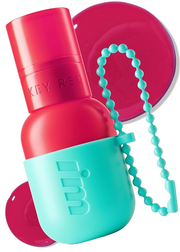I'M MEME Color Key Ring Water Gel Lip Tint - 06 My Cherry | Long Lasting Lip Gloss, Hydrating Glossy Finish, Kbeauty, Cute Korean Makeup, Compact, Portable Keychain, Travel-Friendly, Gift, 0.09 Oz
