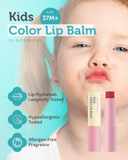 GOONGBE Kids' Color Lip Balm - Korean Kids Red Tint Lip Balm for Chapped and Cracked Lips with Natural Pigments - Hydrating Lips with Plant Oils and Shea Butter - Allergen Free Scent, 0.1 oz.