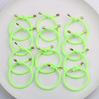 14PCS Hair Tie Elastics Knotted Hair Ties Ponytail Holders for Women Girls Elastic Hair Rubber Bands for Thin Thick Wavy Curly Straight Long Hair (Neon Yellow)