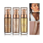 2 Pack Body Luminizer, High Gloss Waterproof Body Luminizer Glitter Face Shimmer Moisturizer Lotion Tan Cream Foundation Makeup Bronzer(101 Rose Gold)