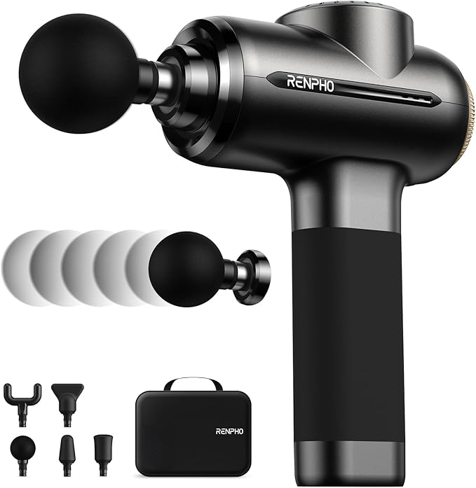 RENPHO Massage Gun, Deep Tissue Back Massage with 8-12mm Adjustable Amplitude Heavy-Duty, Valentine's Day Gifts, Percussion Professional Muscle Massager Gun for Athtetes & Home Use