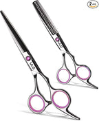 Hair Cutting Scissors Thinning Shears Kit ULG Professional Hairdressing Texturizing Salon Razor Edge Scissor Japanese Stainless Steel 6.5 inch Pink
