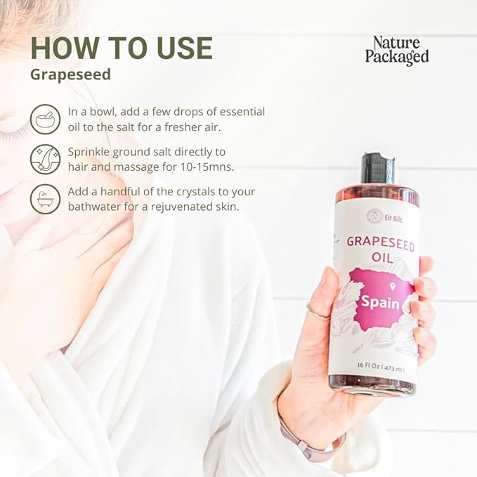 Grapeseed Oil - Pure Grapeseed oil for Skin - 100% Pure Carrier Oil for Hair, Face, and Skin - Direct from EIR Oils in the Beautiful Spanish Countryside (32 oz)