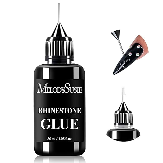 MelodySusie Nail Rhinestone Glue, 3D Gel Nail Art Design Strong Adhesive Nail Gem Glue for Nail Charms Gems Jewelry Decoration DIY Manicured at Home Cured Need Beauty Gifts for Women 30ml