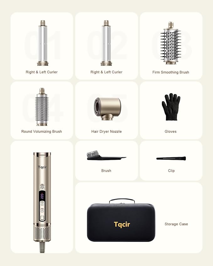 5-in-1 Professional Hair Dryer Brush, Powerful Multi-Styler with Auto-Wrap Curlers, Fast Drying Curling Straightening Volumizing Without Heat Damage, Storage Case Best Gift for Girl/Women