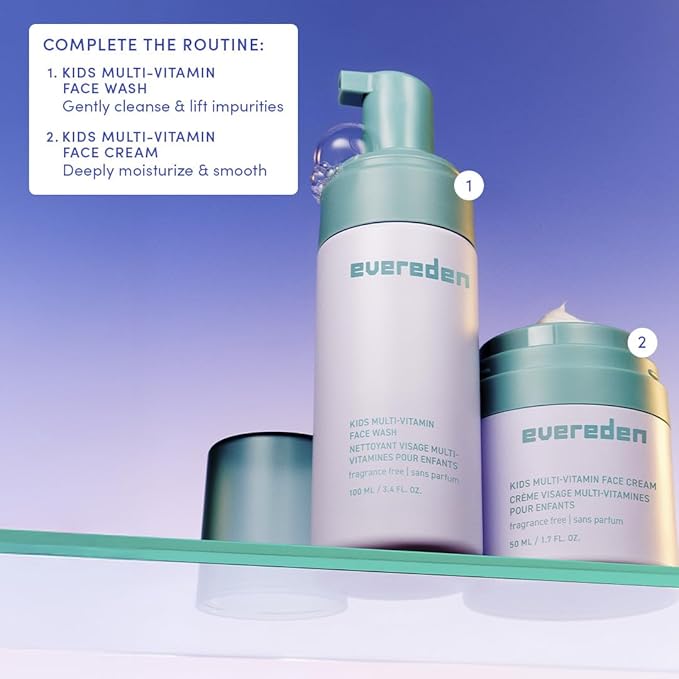 Evereden Fragrance Free Kids Face Wash: 3.4 fl oz. | Gentle Unscented Skin Care | Non-toxic and Clean Ingredients | Multi-Vitamin Skin Care for Kids
