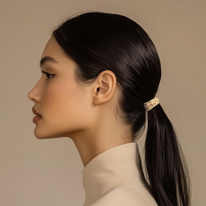 10 Packs Star Hair Ties with Gold Beads – Thin Elastic Ponytail Holders Hair Accessories for Women