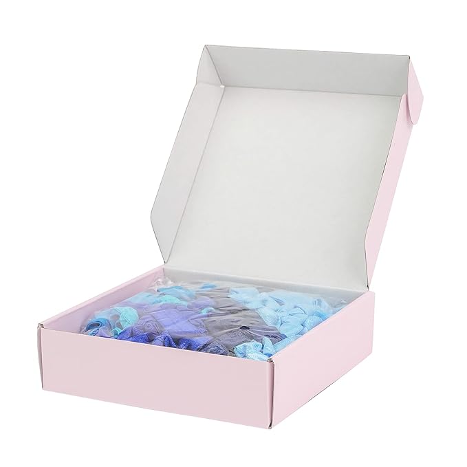 MEEDEE Ombre Blue Hair Accessories - 100 Pack Soft Ribbon Knotted Hair Ties for Women, No Crease, No Damage, Ouchless, Ideal for Ponytails, Yoga, and Bracelets