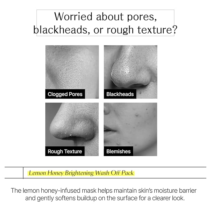 Lemon Honey Face Mask Wash-Off Pack & Scrub — 5-Minute, Exfoliating, Hydrating, Gentle for Sensitive Skin, with Manuka Honey & Lemon Extract, 3.52 oz (100 g)