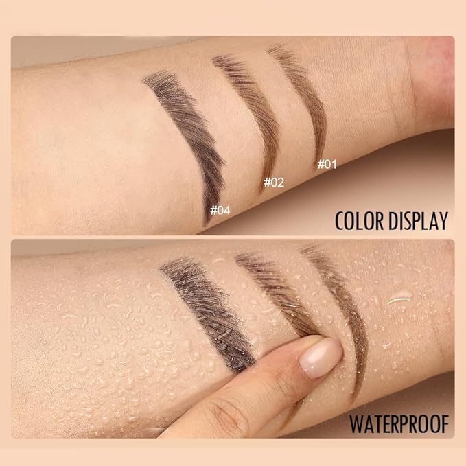 Eyebrow Pen,Eyebrow Pencils Set for Women with machete Eyebrow Pencil,Liquid Square Angled Eyebrow Brush and Eyebrow Brush,Waterproof Eyebrow Pencil Create Full,Natural Hair-Like Brows, Black（2 pcs）