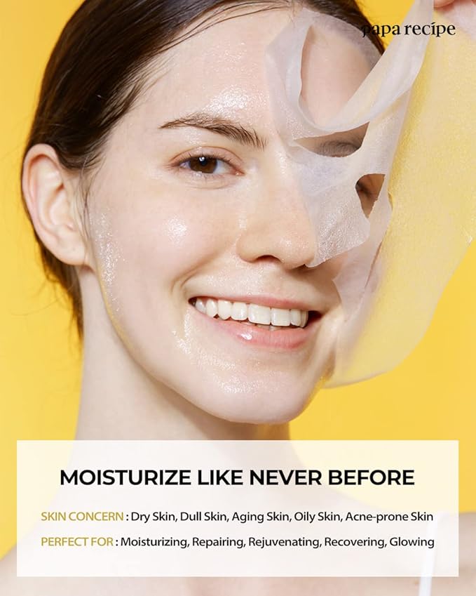 Papa Recipe Bombee Honey Mask Pack 25g * 10 sheets - Sheet Mask, Facial Skin Care, Deep Moisturizing Serum for Dry Skin - Korean Skin Care, K-Beauty, Ampoule Solidified, For radiant skin