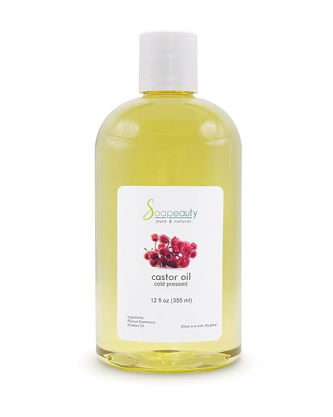 Soapeauty Cold Pressed Castor Oil |100% Pure Natural USP Grade Promotes Healthy Skin & Hair | Hexane Free | Thickens Eyebrows & Lengthens Eyelashes |12 fl oz