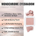 evpct Dusty Pink Champagne Single Eyeshadow Palette, Rose Gold Ice Pink Nude Glitter Cream Eye shadow Palette Singles Brightener Makeup for Older Women, High Pigment Waterproof Monochrome Eyeshadow