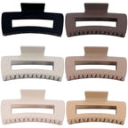 4 Inch Big Hair Claw Clips 6 Pcs Large Claw for Thick Hair Square Hair Clips for Women Rectangle Hair Clips Nonslip Acrylic Banana Jaw Clips Hair Accessories for Girls (Regular)