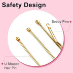 TsMADDTs Hair Pins, Blonde Bobby U Shaped Hair Pins for Women, Buns Nets with Box, 2.4IN & 2IN