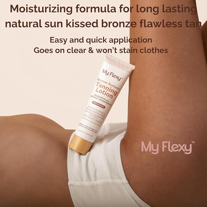 Sunless Tanning Lotion–100% Organic-Medium/Dark Tan, Natural Self Tanner, Non Toxic Gradual Tanning Moisturizer, Streak-Free Self Tanning lotion for body, Sunless Tanner for Fake Tan for Women & Men