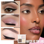 Kaely Powder Eyeshadow Quad, Natural Nude Shimmer Eyeshadow Palette Makeup, Neutral Eye Shadow Palette for Older Women Pigmented Waterproof, sombras para ojos, Blendable, Cruelty-free, 01