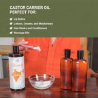 Organic Castor Oil Direct From India - Cold Pressed Castor Oil For Face, Hair Growth, Eyelash Serum, Eyebrow - Skin and Face Moisturizer and Detox - Hexane Free 32oz