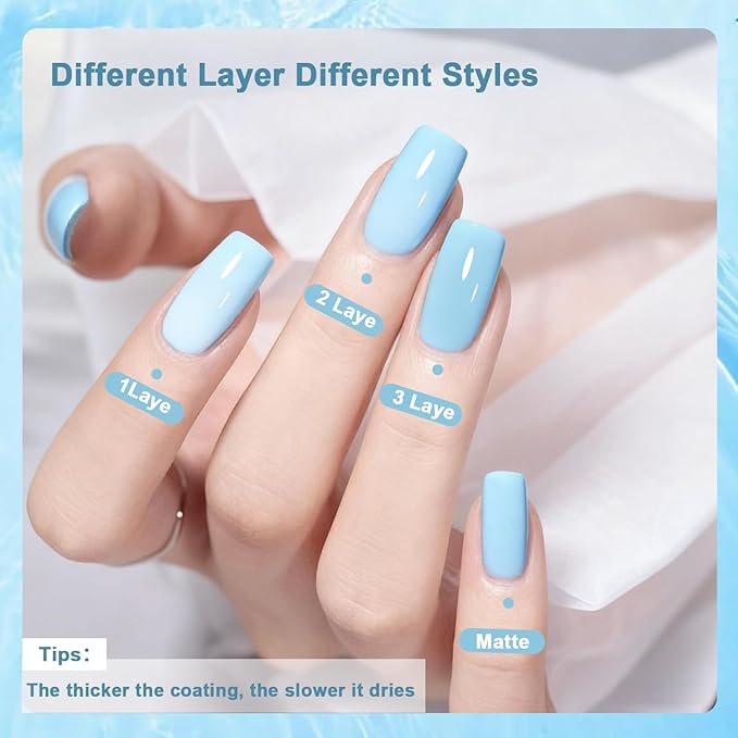 16.5ml Light Blue Nail Polish Large Volume Quick Drying Nail Polish, Fast Drying and Long Lasting Color Nail Art DIY Home Manicure Gift for Women