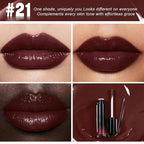 evpct Dark Brown Shiny Longwear No-Budge Liquid Lip Color Lipstick Makeup, Highly Pigmented Color Instant Shine, Waterproof Long Lasting Lipstick for Women, Lip Stain Gloss with Lip Liner Brush, 21#