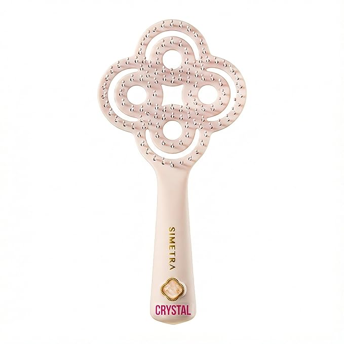 Simetra Detangler Hair Brush for Woman and Men, Original Detangling Brush for Curly Hair/Fine &Thick/Wet & Dry Hair, Holiday Present Hairbrush - Natural Crystal Inlay & 14K Gold Plating