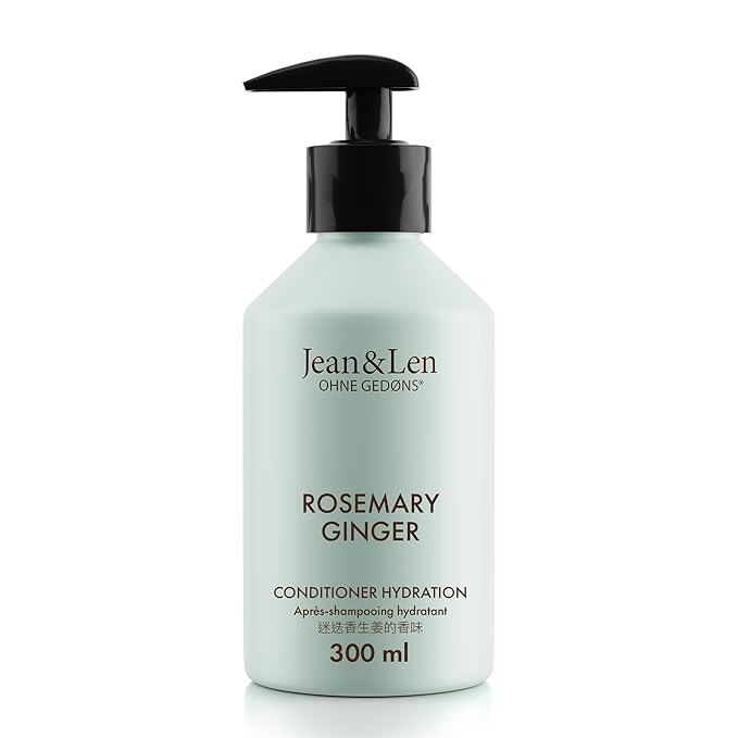 Jean & Len Rosemary & Ginger Conditioner, for dull and lackluster hair, provides intensive care and improves combability, with a spicy scent, without parabens or silicones, 10.14 Fl. Oz.