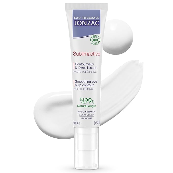 JONZAC Eau Thermale Sublimactive Organic Anti-Aging Eye & Lip Contour Cream - Reduces Fine Lines and Puffy Eyes - Dark Circles Reduced - Natural Skin Care - 0.5 fl oz