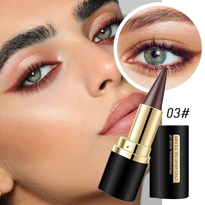 Kaely 2Pcs Black Brown Gel Eyeliner Pencil, Natural Black Eyeliner Cream for Waterline, Long Wear Crayon Eye Liner Waterproof Smudge Proof, Smokey Eye Eyeshadow Palette Gothic Halloween Makeup Set