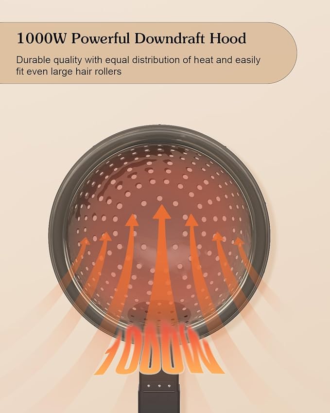 SyyBhb Professional Hooded Conditioning Salon Hair Dryer 1000W with Stand, 60-Minute Timer, Temperature Adjustable, Angle & Height Adjustable Downdraft Hood