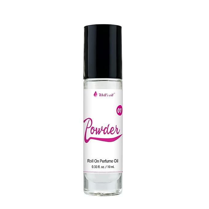Well's Oil Roll-On Perfume Oil (Powder) | Long-Lasting | Paraben-Free | 0.33 Fl Oz / 10 ml
