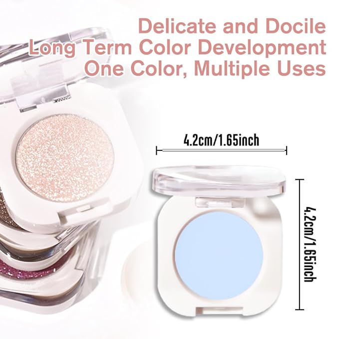 Light Blue Matte Single Eyeshadow, Lightweight Blendable Mini Eye Shadow for Older Women, Monochrome Eyeshadow Palette Makeup Pigmented Waterproof, Vegan & Cruelty-Free, 22