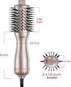 TYMO 2.0 Hair Blow Dryer Brush - Blowout Hot Air Brush, One Step Volumizer, Upgraded 2 Inch Barrel Roller Curling Styler, 3X Faster Drying, 0.6 lb Lightweight, Straightener Curling in One, Gold