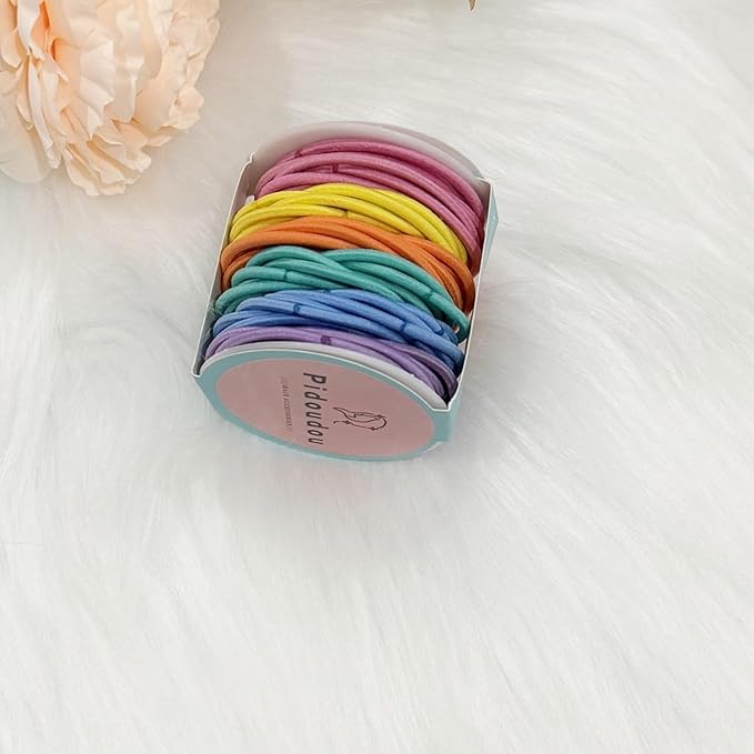 48 Pieces Elastic Hair Ties for Women, 3mm Hair Bands for Thick or Thin Hair, No Damage Elastic Hair Accessories for Girls and Women (Neon)